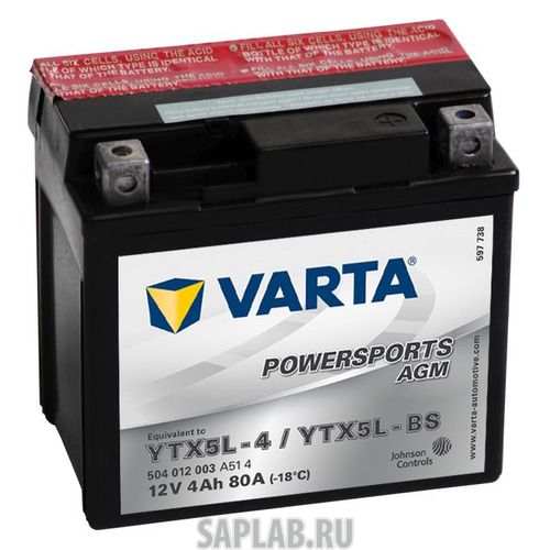 Купить VARTA 503014003A514 Аккумулятор для мотоциклов VARTA Powersports AGM 4Ач 80A