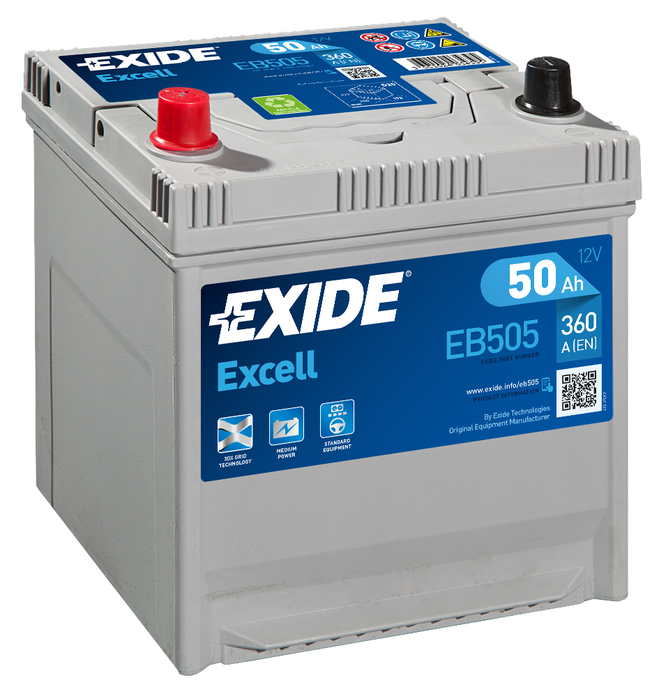 Купить EXIDE EB505 АКБ Excell 12v 50ah 360a 200х170х220 Полярность Etn1 Клемы En Крепление B0 EXIDE  EB505